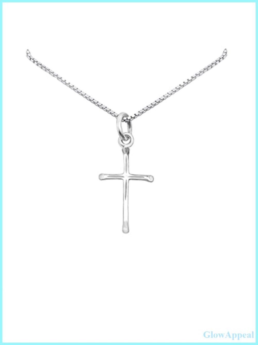 Sterling Silver Cross Necklace 18" Box Chain Tiny Dainty Pendant